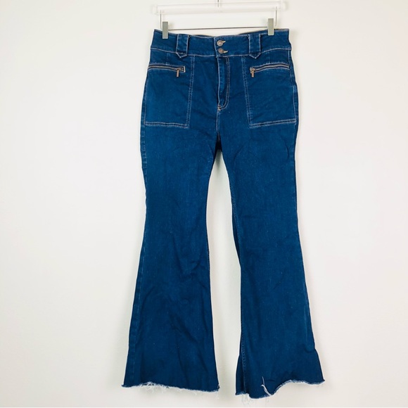 Free People High Rise Layla Flare Jeans-sz 32 - Picture 1 of 4